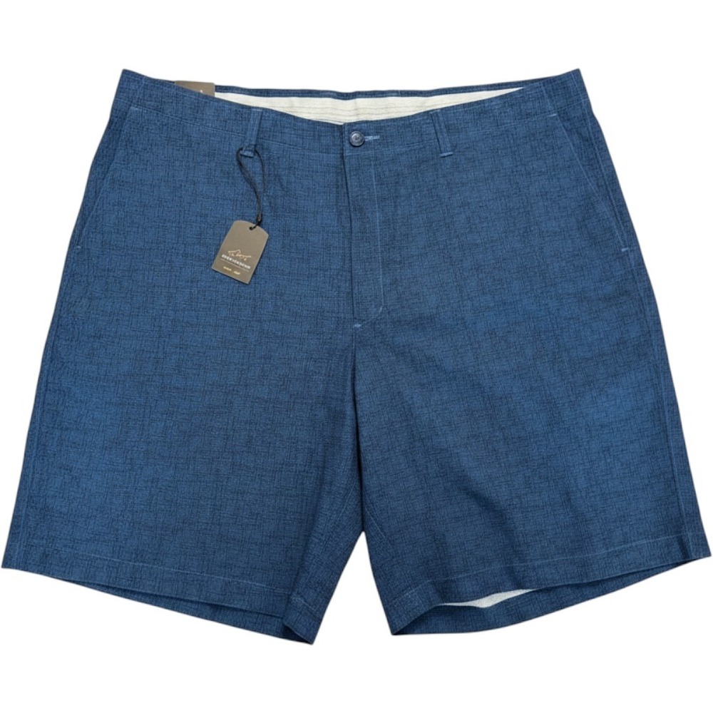 Greg Norman Tasso Elba Golf Shorts Blue RapiDry 42 Waist Crosshatch Flat Front